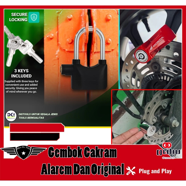 Pengaman Pagar Gembok Motor dan Pagar Gembok besi alarm Gembok Cakram motor vario beat stylo