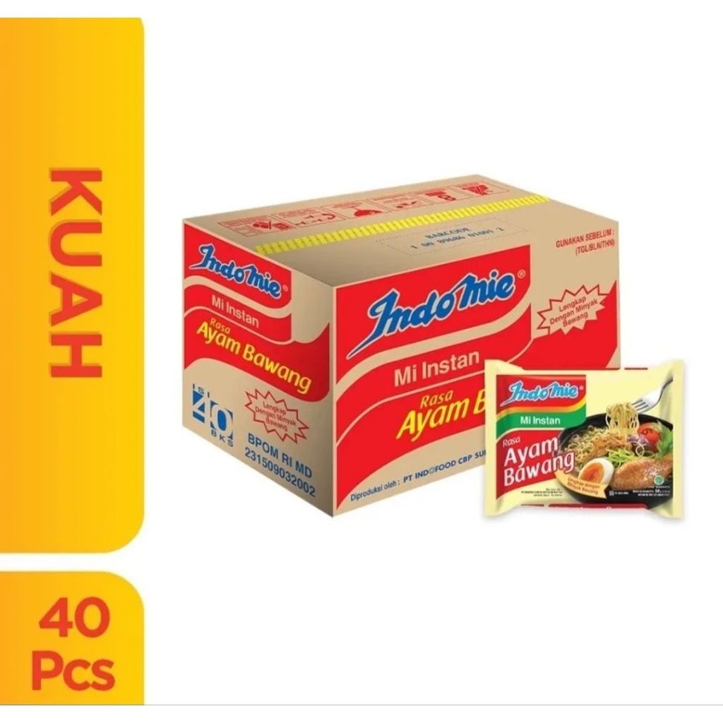 

Indomie Ayam Bawang Mie Instan 69 gram [ 1 Dus Isi 40 Pcs ]