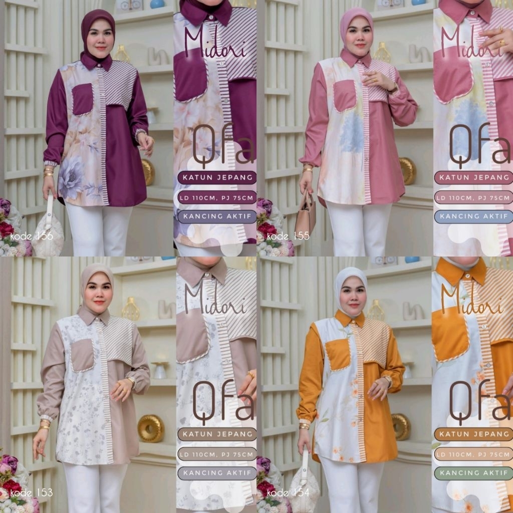 COD MIDORI RUMMI KAREENA INDRI • BAJU PREMIUM KEMEJA WANITA KATUN JEPANG ORI BY QFA • ADISA • AMANDA
