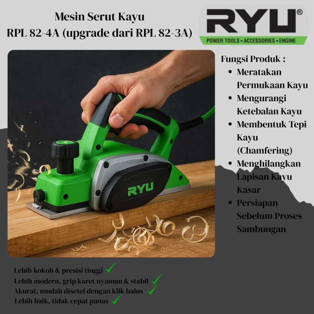 Mesin Ketam Ryu 3" RPL 82-4A / ATS MX82X1M KETAM MESIN PASAH KETAM TANGAN HAND PLANER 3" 3 " ATS N19