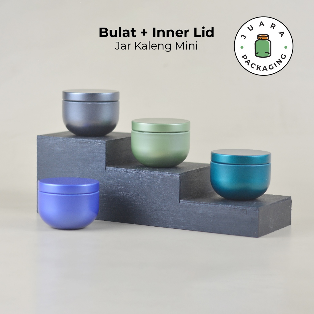 Jar Tin Can Mini Bulat + Inner Lid Warna Metallic – Wadah Kosmetik Skincare Cream Kecil Masker Lulur