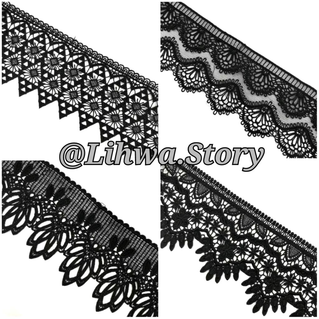 PER 1 METER -  RENDA HITAM PREMIUM/ RENDA PRADA PREMIU/ RENDA BAJU / RENDA