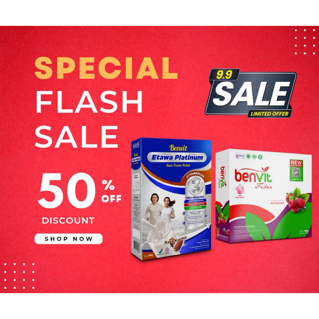 

[FLASH SALE 9.9] Benvit Etawa Platinum + Benvit Fiber Plus Collagen isi 12 Sachet