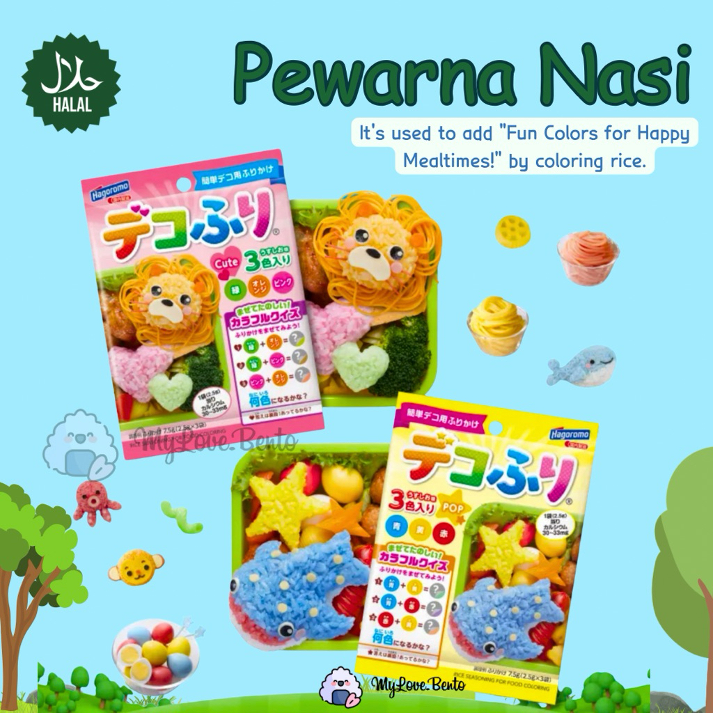 

HALAL DECOFURI PEWARNA NASI JEPANG KOREA Alami Hiasan Bento Bekal Anak Lunch Box