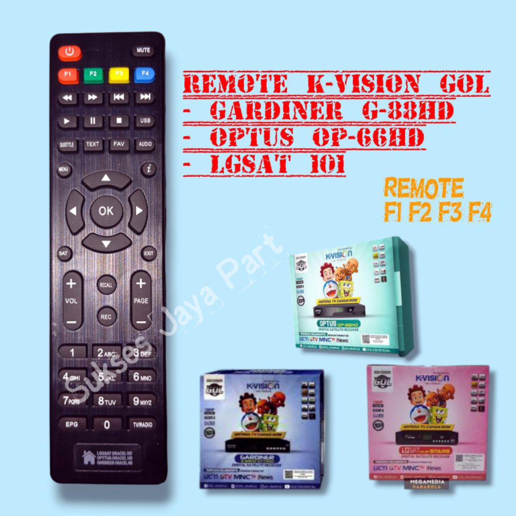 Remote remot K-Vision OPTUS GARDINER LGSAT K-VISION GOL REMOTE OPTUS
