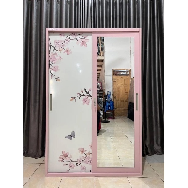 Lemari Pakaian Besi Sliding 2 Pintu / Lemari Besi Sliding Lunar KSL P110