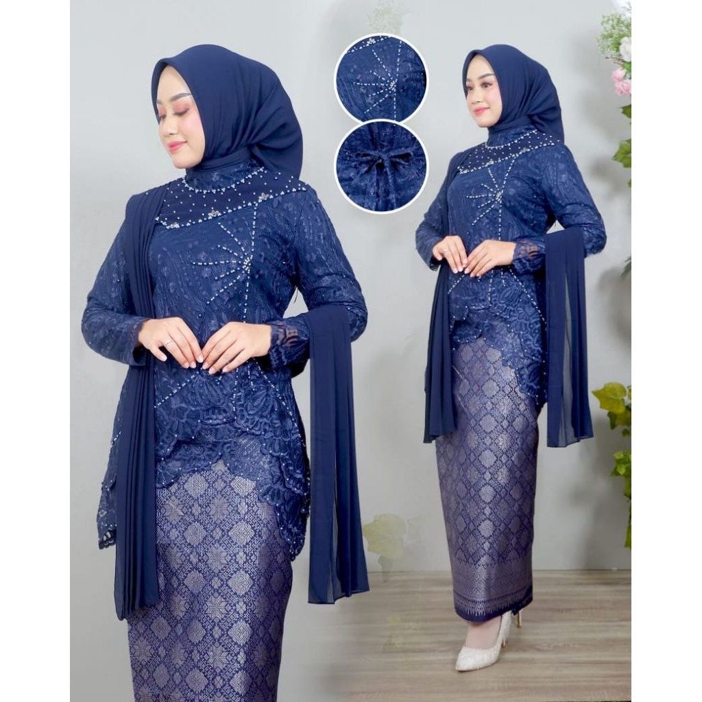SM Kebaya / Kebaya Rosella Selendang Payet Setelan Songket / Kebaya Wisuda Modern / Kebaya Pesta Mew
