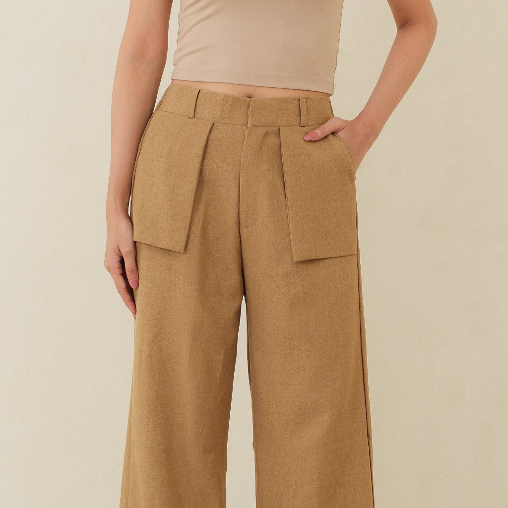 Dyora Celana Panjang Wanita Palazzo Pocket Pants Loose Pants Kulot Kantor Formal Semi Wool Import de
