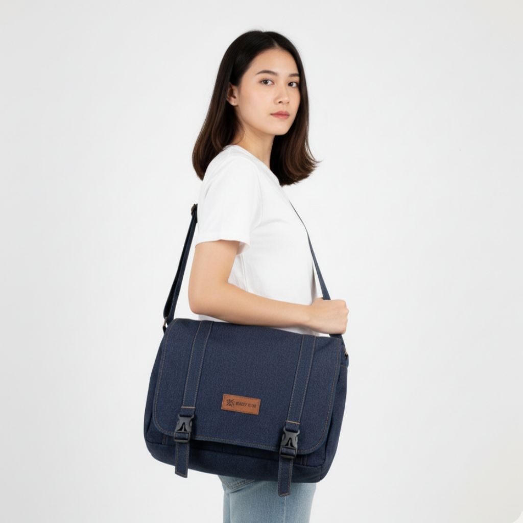Tas Selempang Exciteds Denim Unisex | Tas Jeans | Tas Selempang Sekolah Pria Wanita