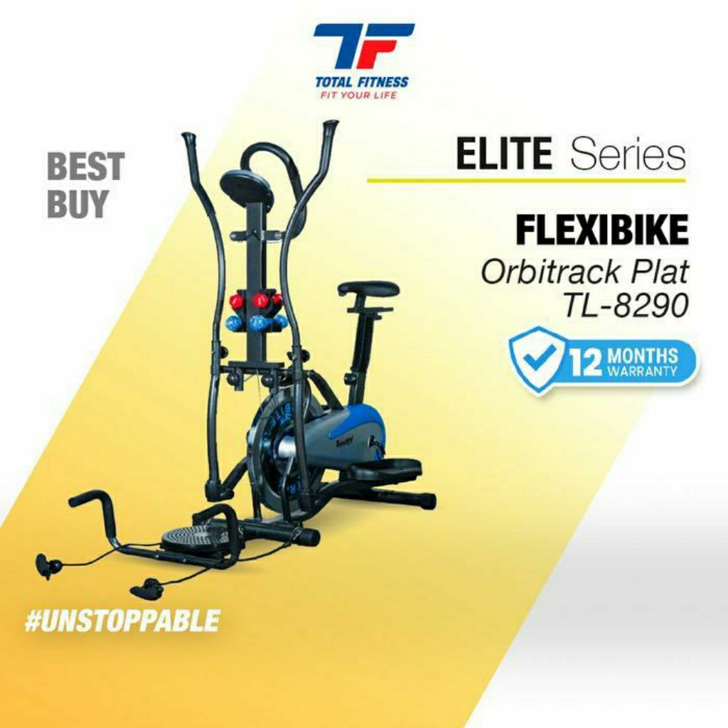 TOTALFITNESS New Alat Olahraga Fitness Sport Sepeda Statis Elliptical Bike Total Orbitrack Plat TL-8