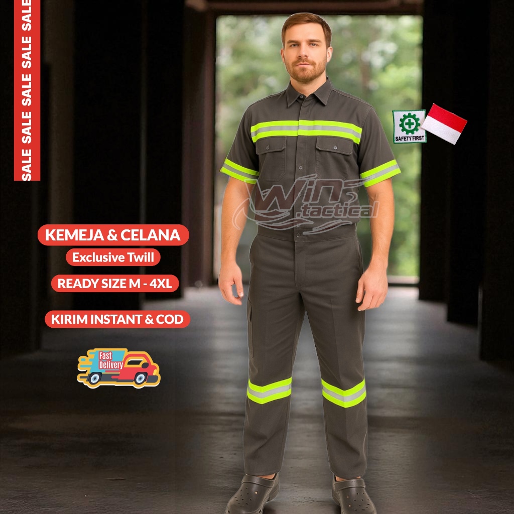 SETELAN Wearpack Atasan Kemeja Safety Baju Sefty Lengan Pendek Kancing