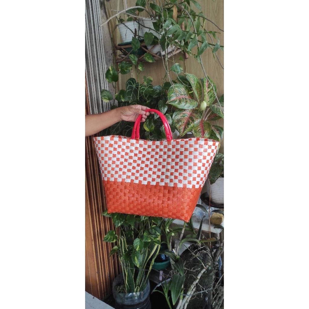 tas anyaman plastik / tas belanja kepasar/ tas super jumbo