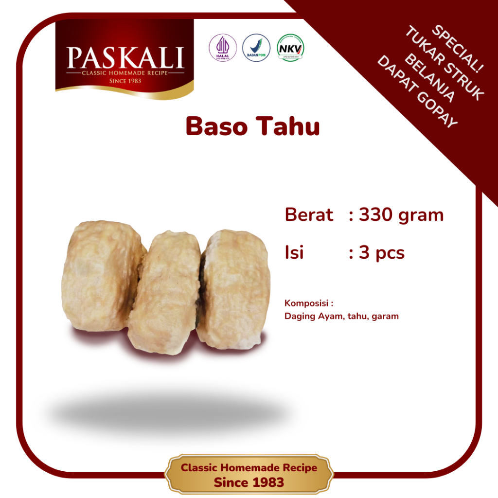 

Baso Tahu Paskali 330 Gram Isi 3 Pcs