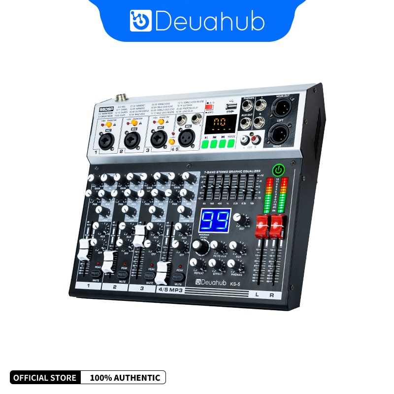 Deuahub 5 Channel Mixer Audio/Mixer Mini/Sound Card/Amplifier Bluetooth/profesional USB Recording Eq