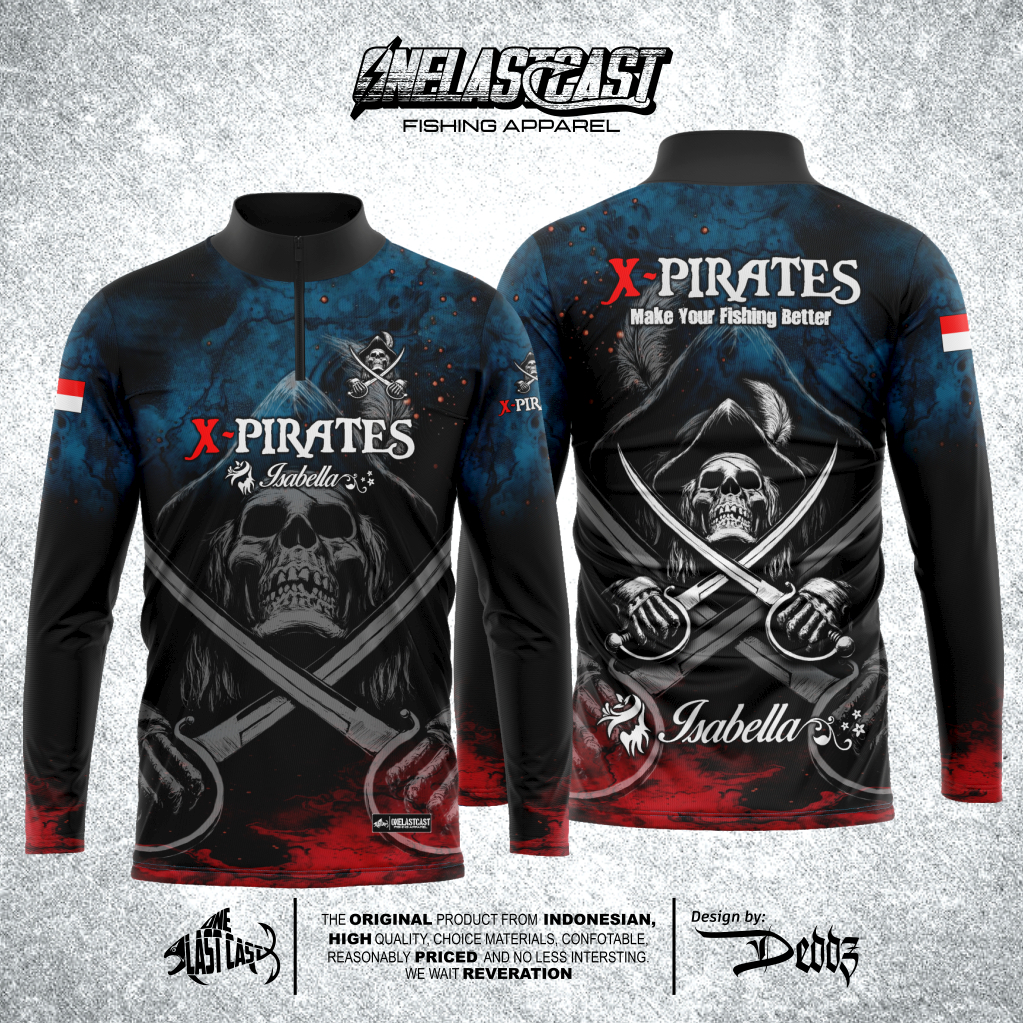 ONELASTCAST JERSEY MANCING MODEL KERAH ZIPPER MOTIF TEGEK ALEXANDRIA ISABELLA X-PIRATES FULL PRINT