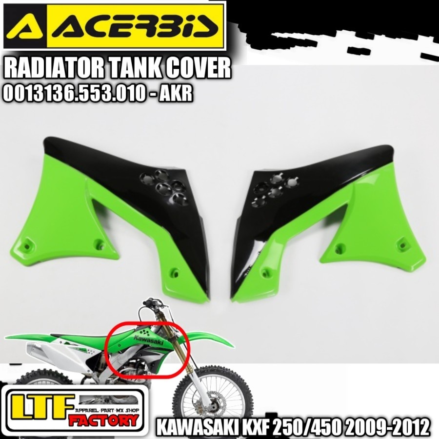 KAWASAKI KX - KXF 250 450 F 2009 2010 2011 2012 - ACERBIS RADIATOR SCOOP TANK COVER BODY SAYAP SAMPI