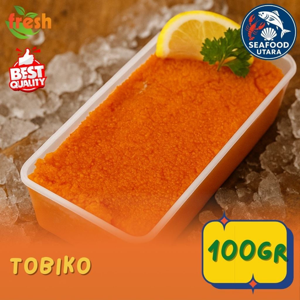 

Tobiko orange 100 gram (Flying Fish Roe) Premium – Telur Ikan Terbang Asli, Toping Lezat | Tobiko oren telur ikan terbang sushi topping