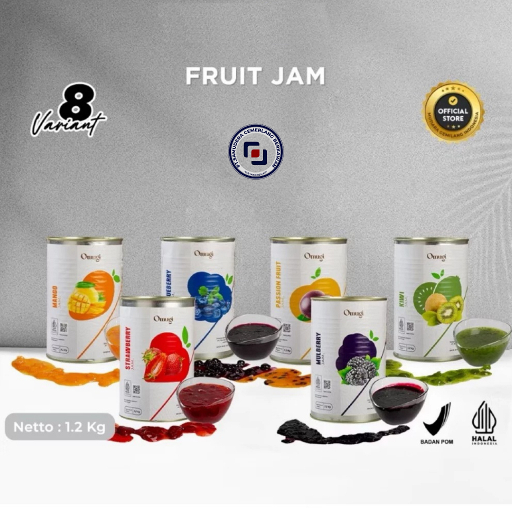 

OMUGI Fruit Jam Selai Buah Asli Import (40% Daging Buah Asli ) 1.2 Kg Selai Omugi