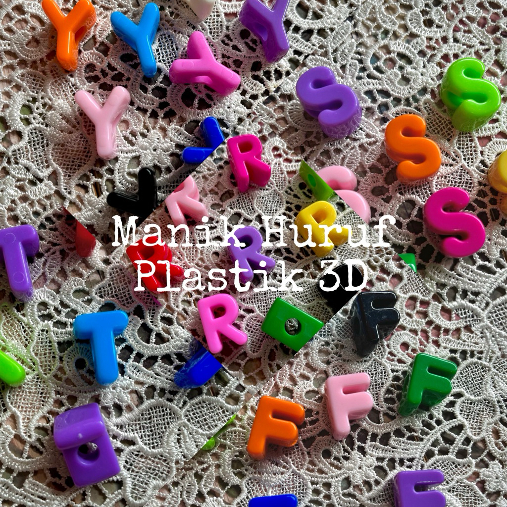 1pc/ Manik Huruf Lubang Besar 3D, Manik Huruf Besar