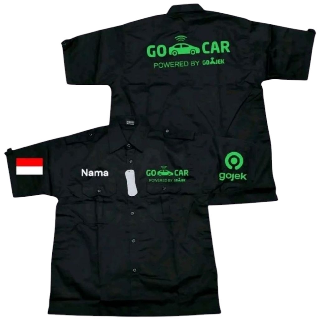 Kemeja Gocar Baju Gojek Seragam Kerja Grabbcar Grab Car GO-JEK Lengan Pendek