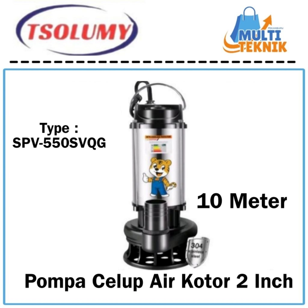 TSOLUMY SPV-550SVQG 2" Mesin Pompa Celup Air Kotor Submersible Pump 2 Inch Pompa Kolam Ikan Pompa Ba