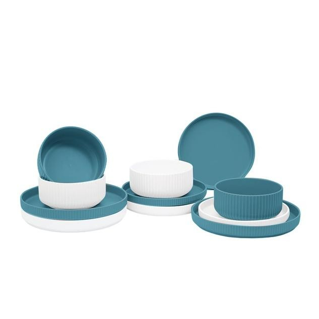 Appetite Eniko Set 12 Cm Perlengkapan Makan - Putih / Turquoise Dinner Set Plate Aesthetic