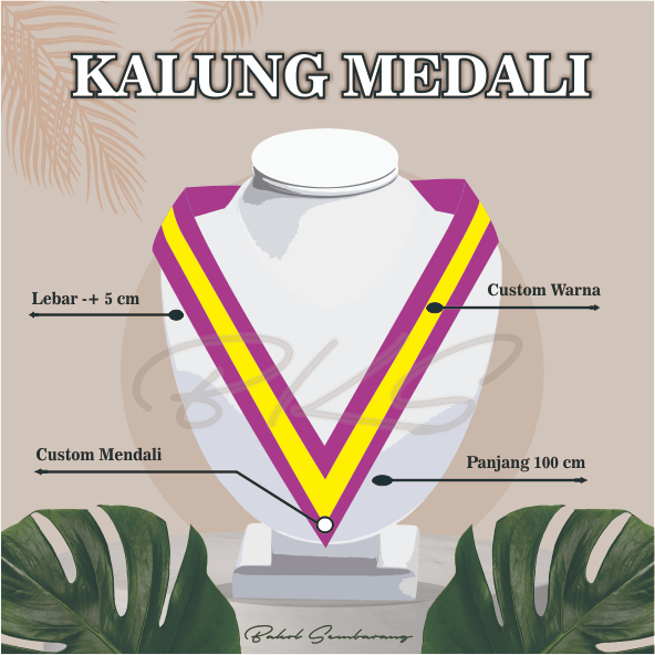 KALUNG GORDON/MEDALI/WISUDA CUSTOM UNGU STRIP KUNING