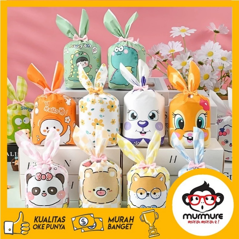 

50 Pcs Plastik Rabbit Lucu 13x22cm Snack Mini Plastik Rabbit Ear Bag Ulang Tahun Anak Rabbit Bag souvenir ultah anak/Plastik lucu