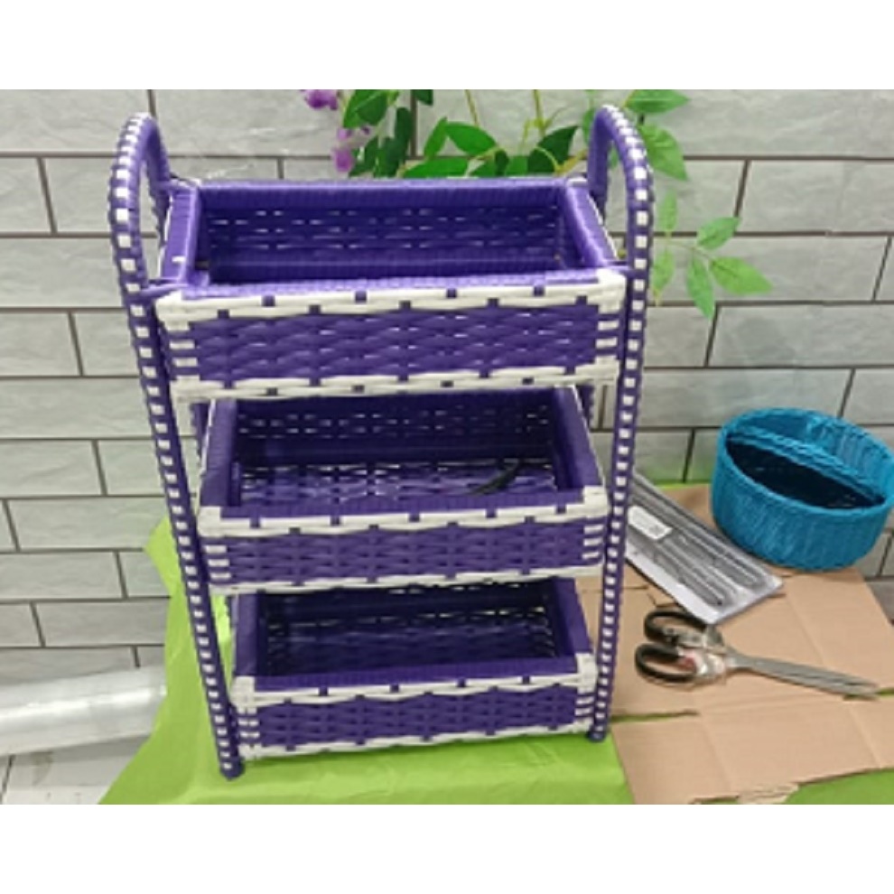 3 Susun Keranjang Bumbu Rotan Minimalis Serbaguna tempat bawang tempat telor keranjang kekinian rak 