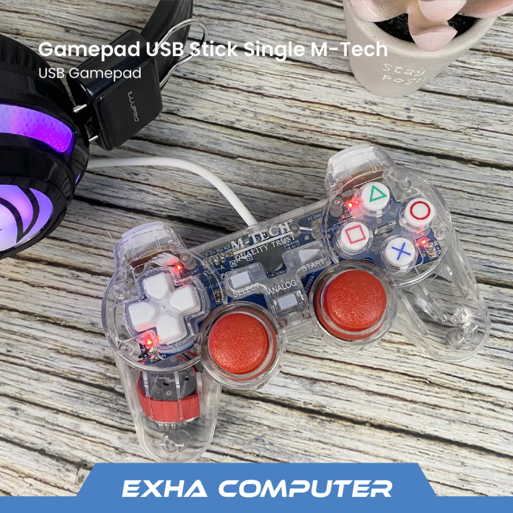Gamepad M-Tech USB Transparan Gamepad  Komputer Laptop Playstation - Gamepad USB