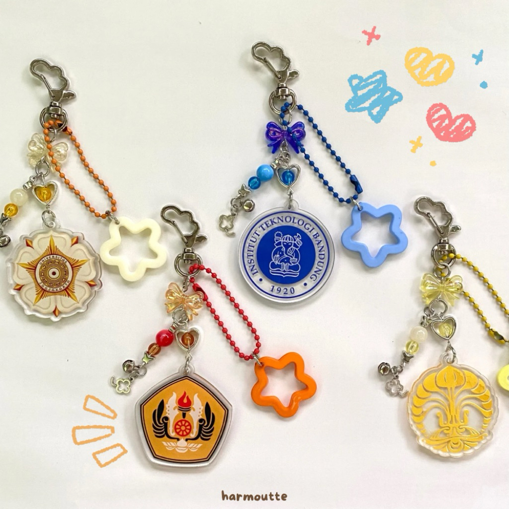 Keychain Bag Charm Akrilik Logo Universitas UI ITB UGM UNPAD (Bisa custom univ/logo lain)