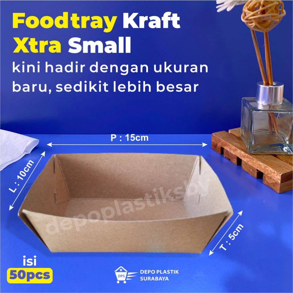 New Paper Tray / Foodtray Kraft XS / Food Tray Extra Small / Paper Tray Kekinian / Wadah Kentang Gor
