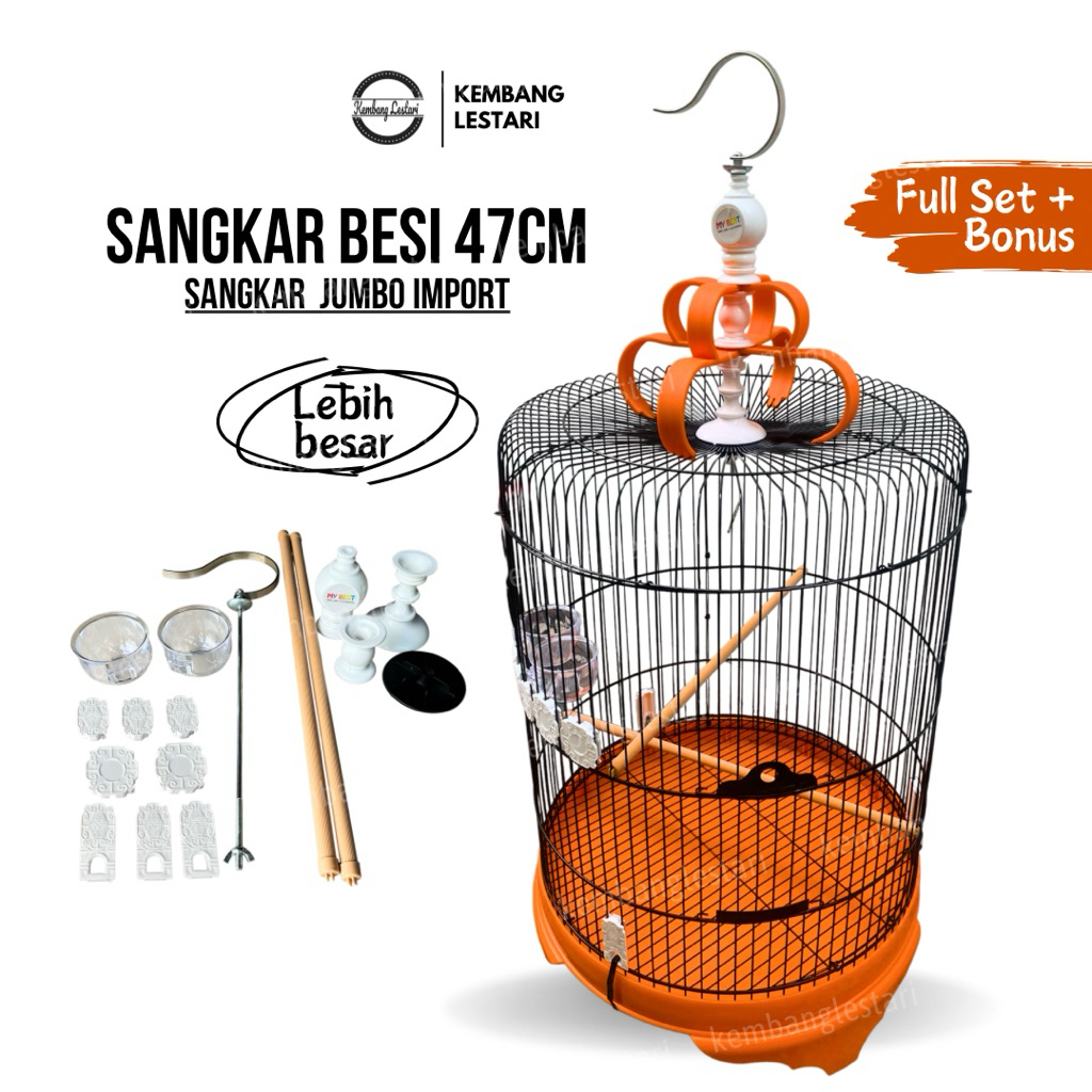 KANDANG BESI BULAT JUMBO D46cm Sangkar Murai Kacer Cucak Ijo Ram Besi KANDANG BESI BULAT JUMBO