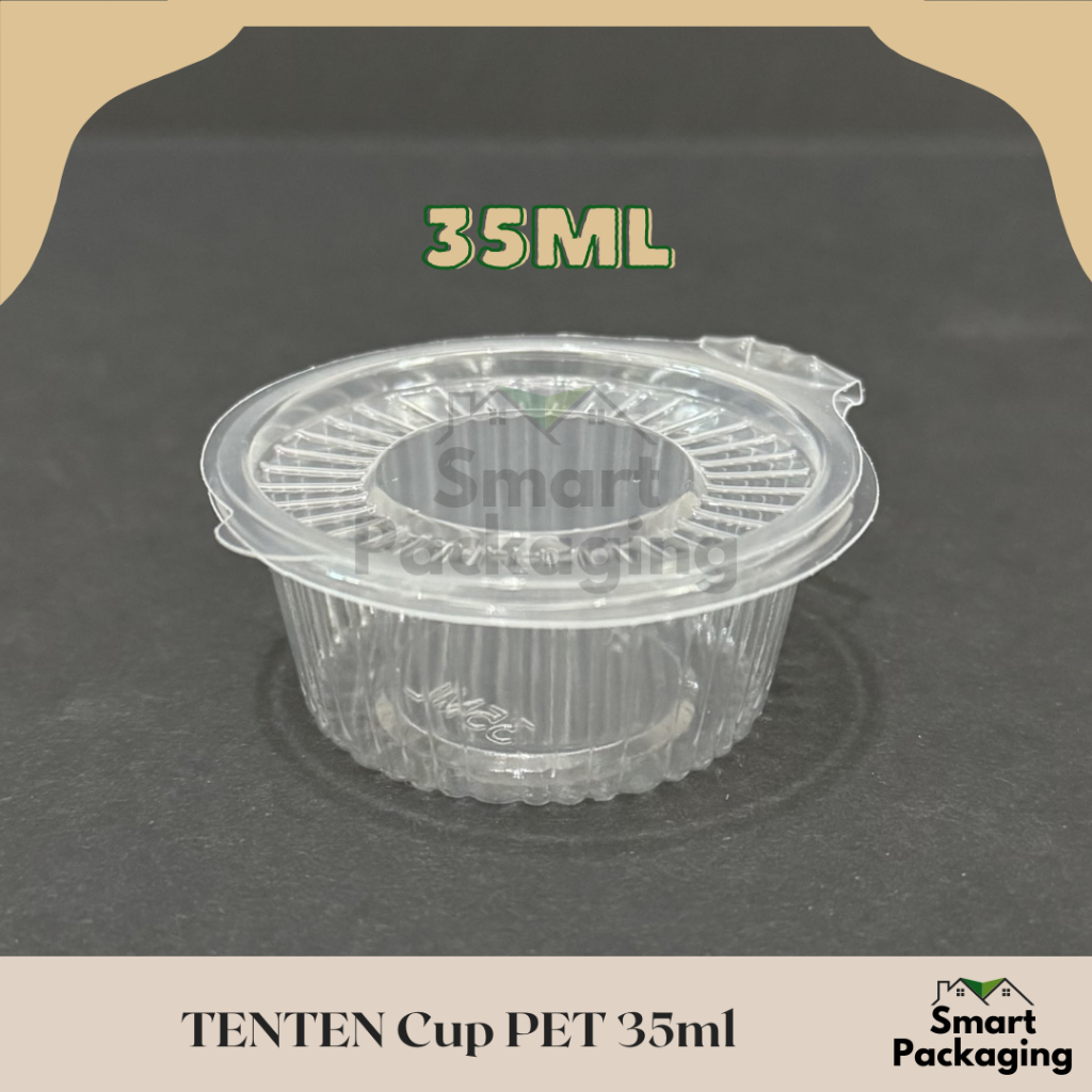 [ISI 50 PCS] TENTEN Cup PET 35ml / Cup Plastik Kecil 35 ml Garis / Sauce Container Bening / Cup Samb