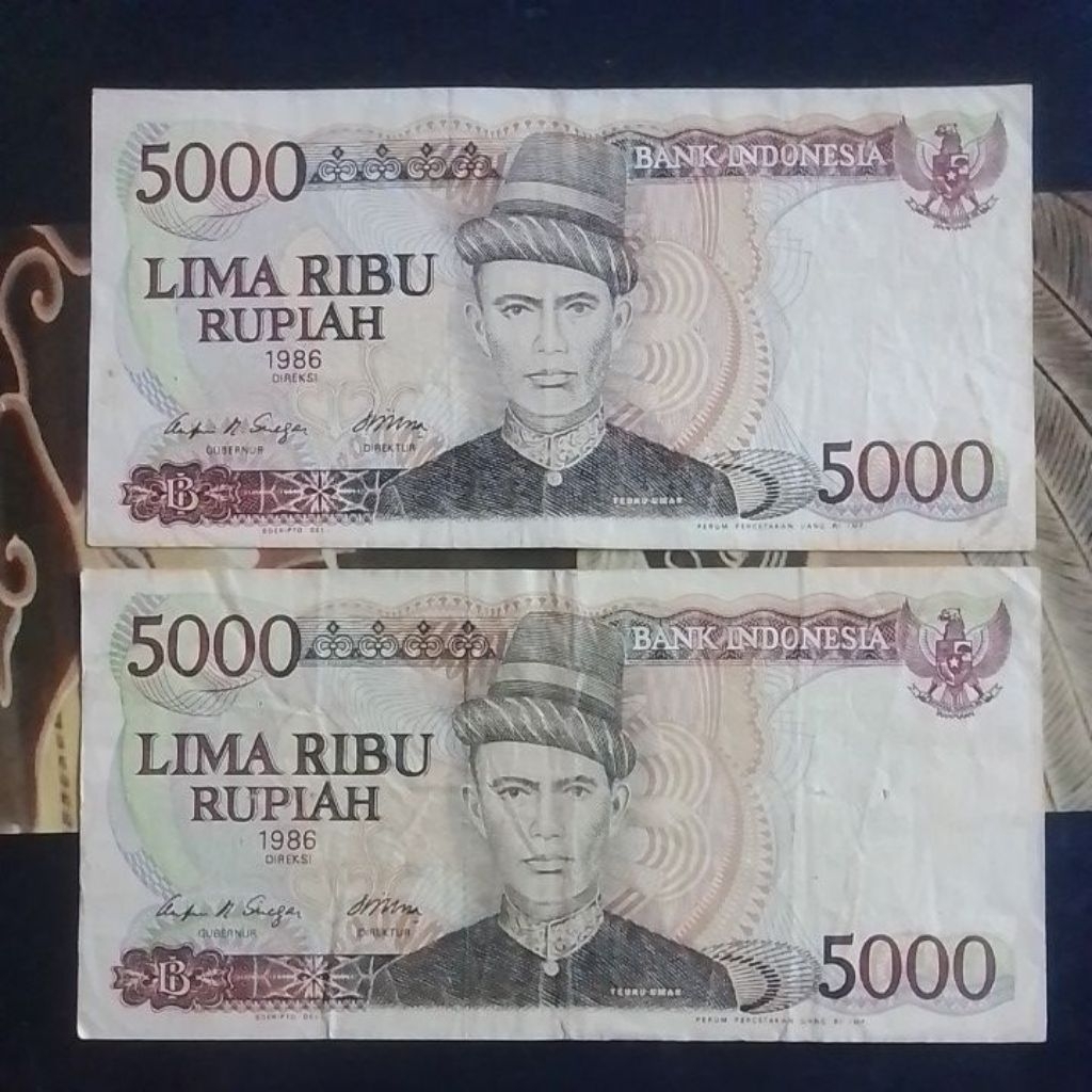 UANG KUNO ASLI 5000 RUPIAH TEUKU UMAR TAHUN 1986
