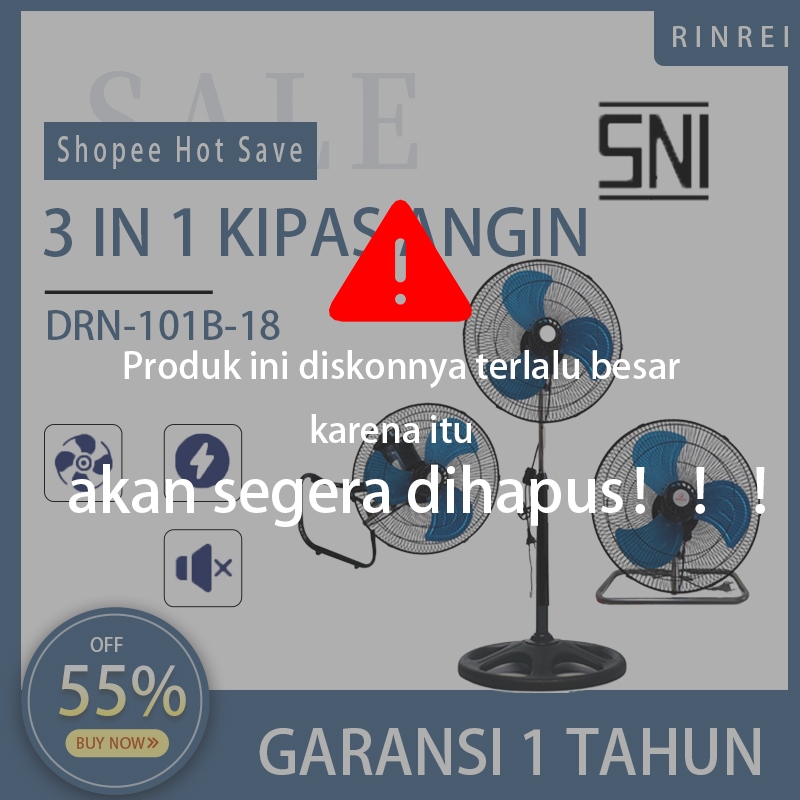 ​​Kipas Angin Besi Rinrei JUMBO 18 Inch 3in1 Tornado Fan / Kipas Angin Besar Hemat Daya / Kipas Angi