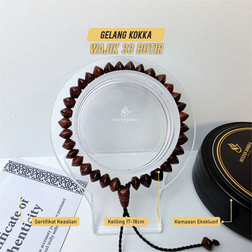 Gelang Kokka kaukah Asli - Berserttifikat | Gelang tasbih kayu kaoka motif wajik isi 33 butir