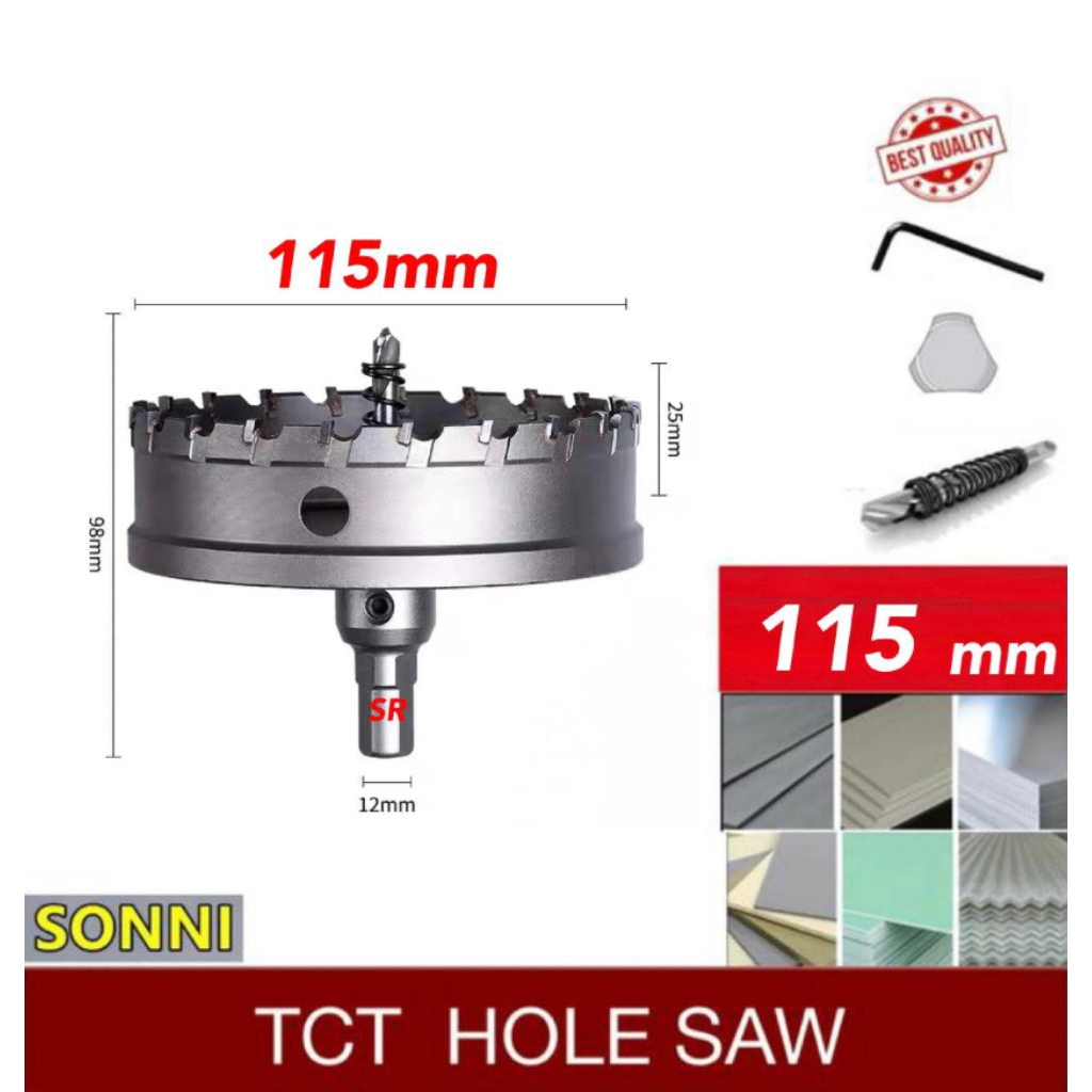 Hole Saw TCT 115 mm/ Mata Bor Besi Merk SONNI