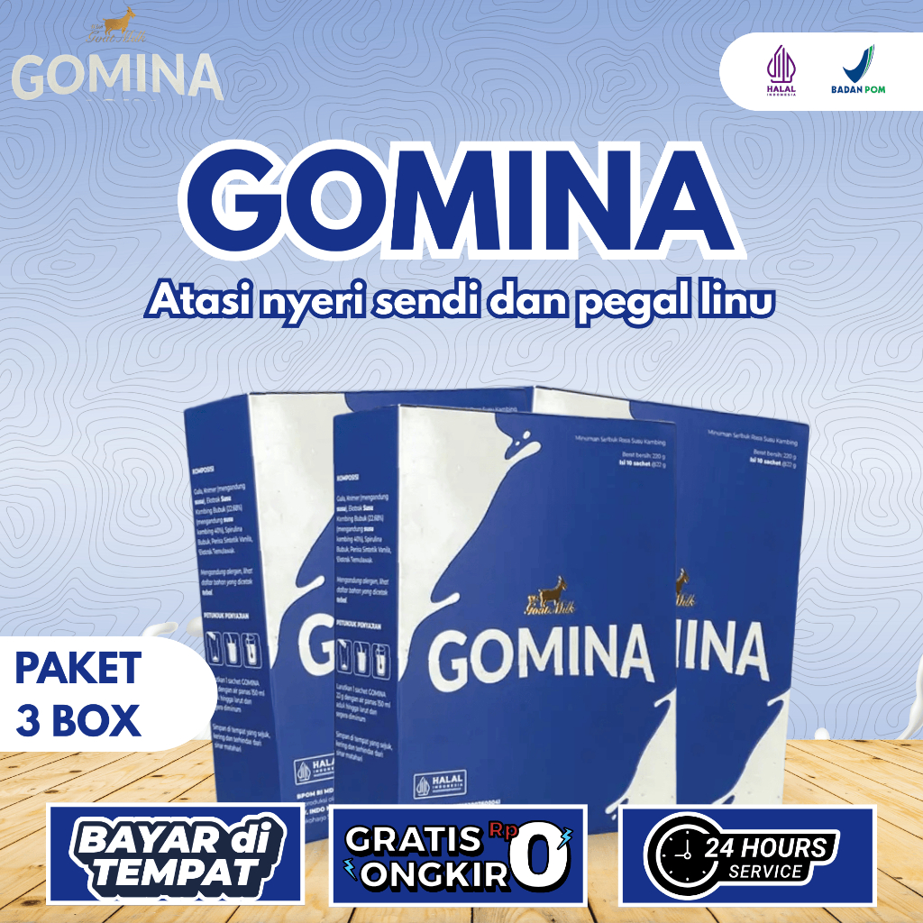 

Gomina Susu Kambing Etawa Bantu Redakan Nyeri Sendi & Pegal Linu Secara Alami Tanpa Efek (Paket 3 Box)