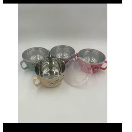 LB186 cangkir mangkok baby stainless plus tutup kedap udara 14CM