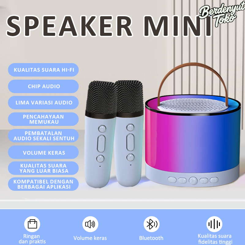 Bluetooth Karaoke  Mini Mic Speaker Portable Bluetooth MP3 Player Full LED Wireless Karaoke