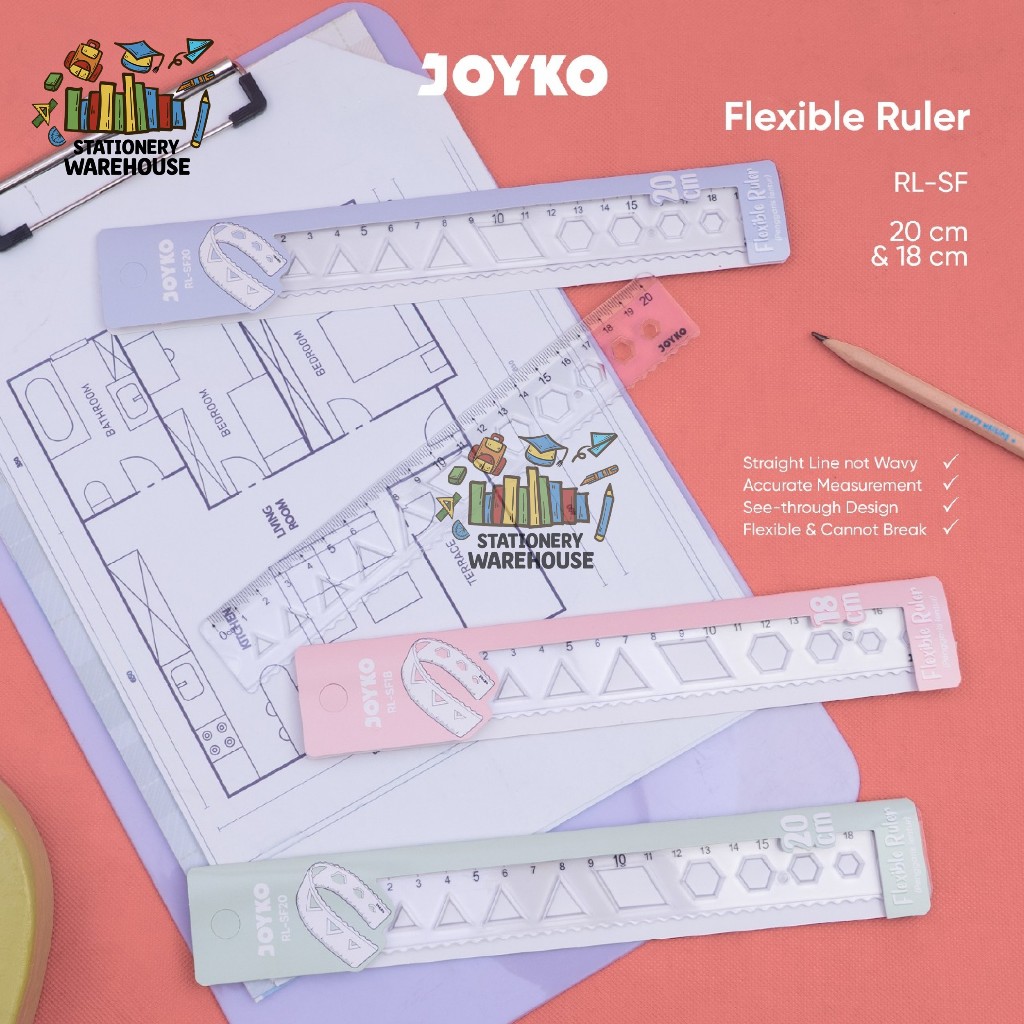

Ruler JOYKO Penggaris RL-SF18 RL-SF20 18 20 CM Flexible Lentur Bahan plastik yang tidak bisa patah