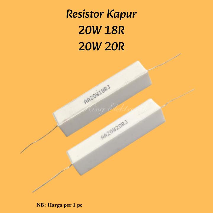 Resistor Kapur Resistor Keramik 20 Watt 18 Ohm 20 Watt 20 Ohm
