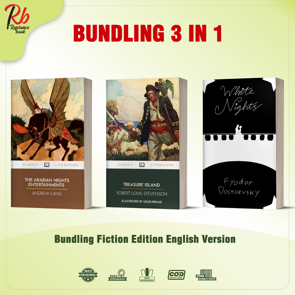 Bundling Buku Fiction Edition White Nights, Treasure Island, The Arabian Nights - English Version