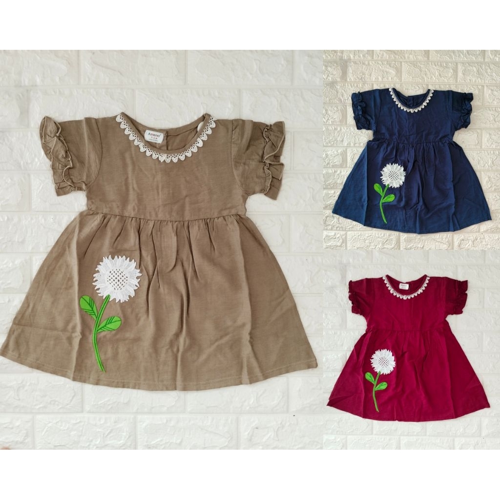 Dress anak usia 1-2 tahun / Dress Amena Renda Bunga
