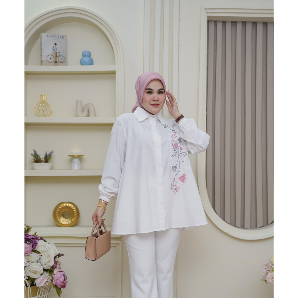 Blouse tunik putih polos oversize katun premium by Berga Collection