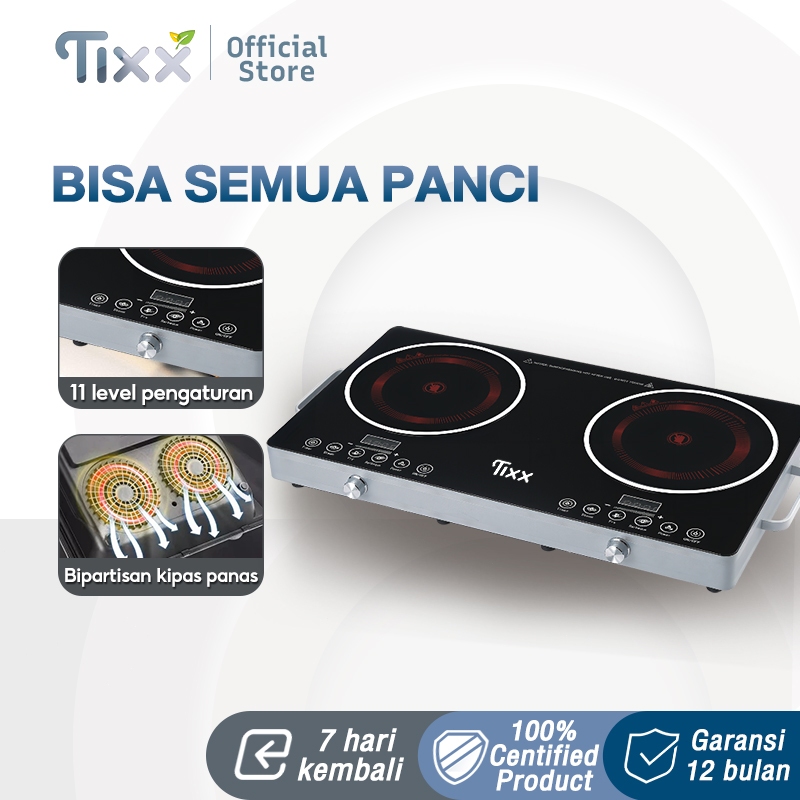 TIXX Kompor Listrik Low Watt 2 Tungku Double Ceramic Stove Kompor Keramik Listrik
