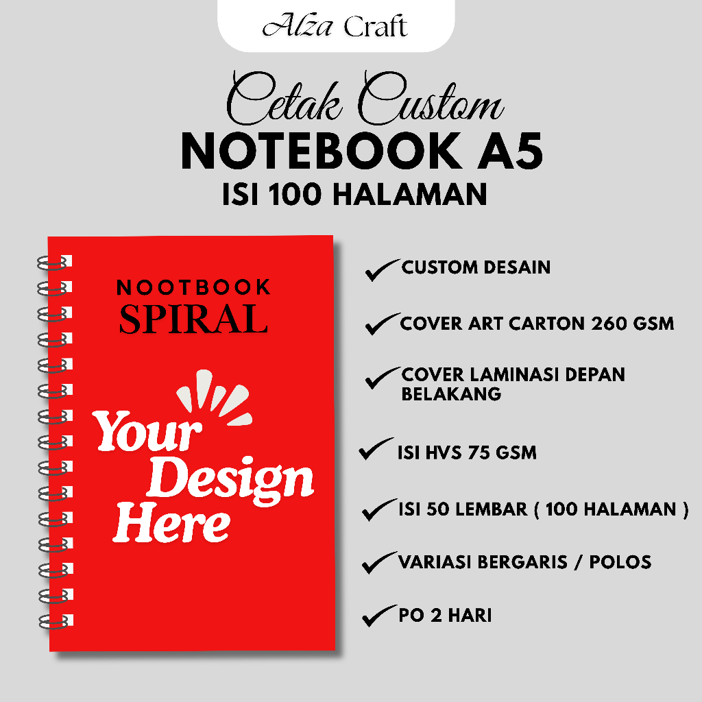

Notebook A5 Custom Cover Isi Polos 50 Lembar