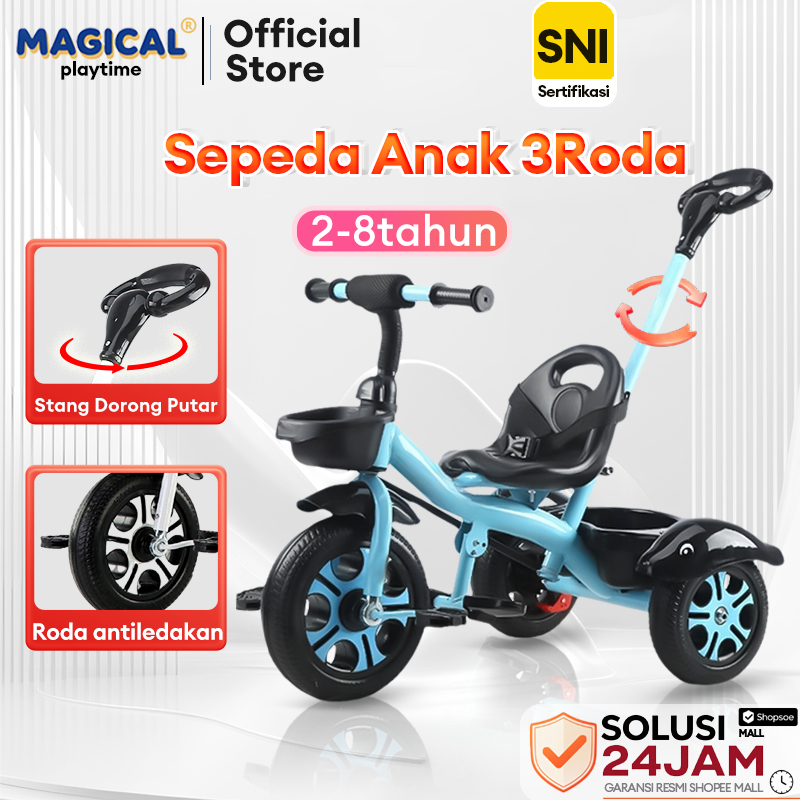 MAGICAL PLAYTIME 2IN1 Sepeda Anak Roda 3 Sepeda Roda 3 Bayi Sepeda Anak Dorong Duduk Lipat Lampu