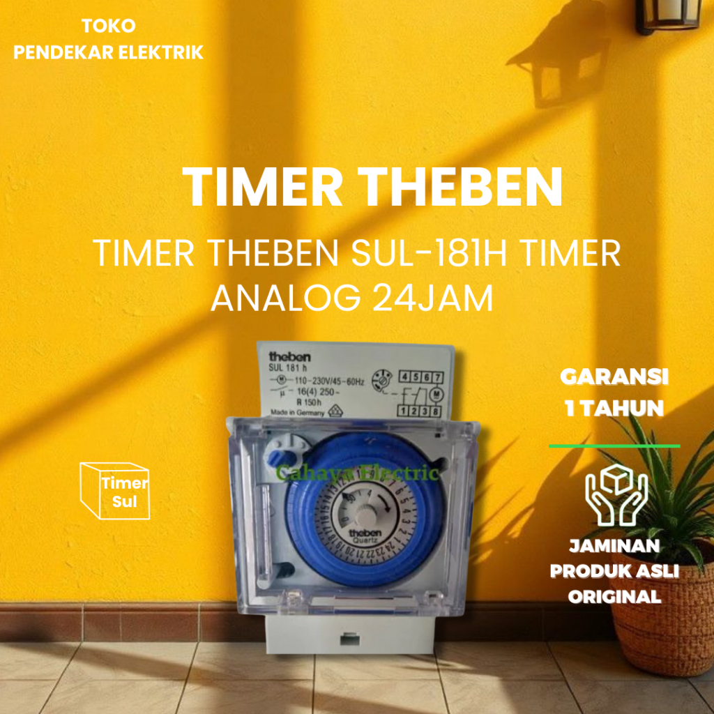 TIMER THEBEN SUL181H LAMPU ANALOG OTOMATIS 24JAM PANEL TIMER THEBEN SUL181H